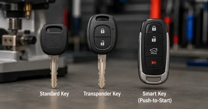 technician cutting a transponder ignition key in Blue Shores, Collingwood