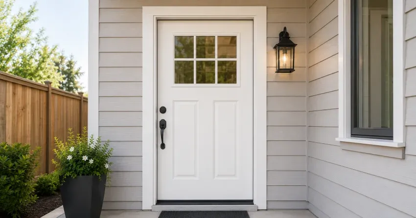 technician installing exterior door frame in Georgian Meadows, Collingwood