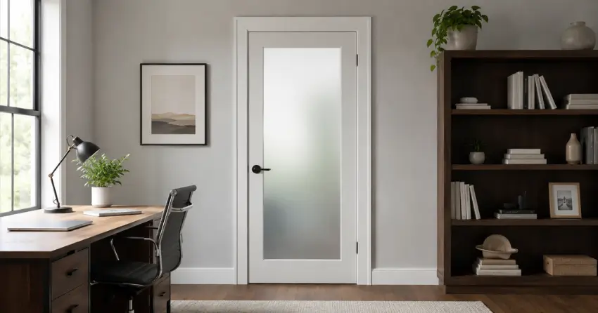 frosted interior door installed in home office in Lockhart Meadows, Collingwood