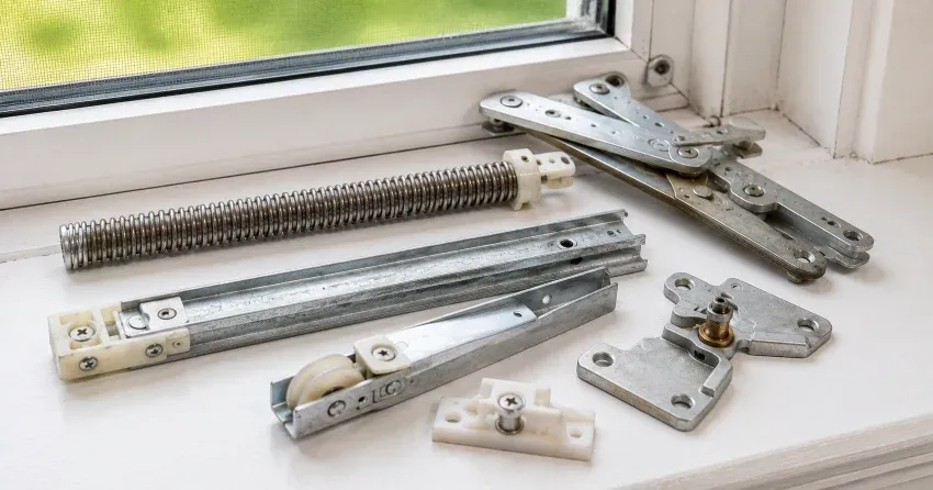 technician adjusting window sash alignment in Lockhart Meadows, Collingwood home