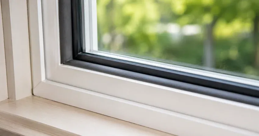 technician inspecting window weatherstripping for drafty window repair Collingwood