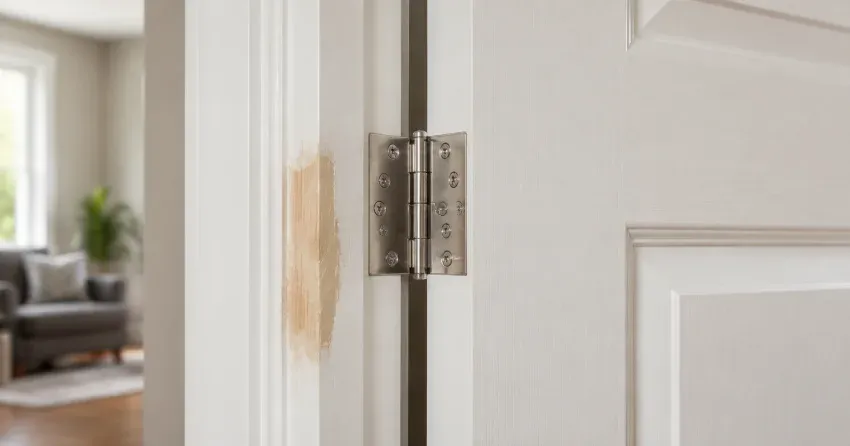 technician checking a warped door against a straightedge in Rupert