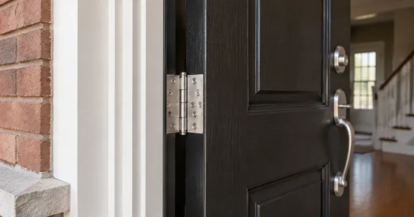 technician repairing a front door lock and frame in Collingwood